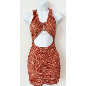 SHEIN Cut Out Ring Detail Ruched Dress Womens Size Medium